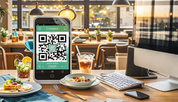 Peran kode QR di restoran.